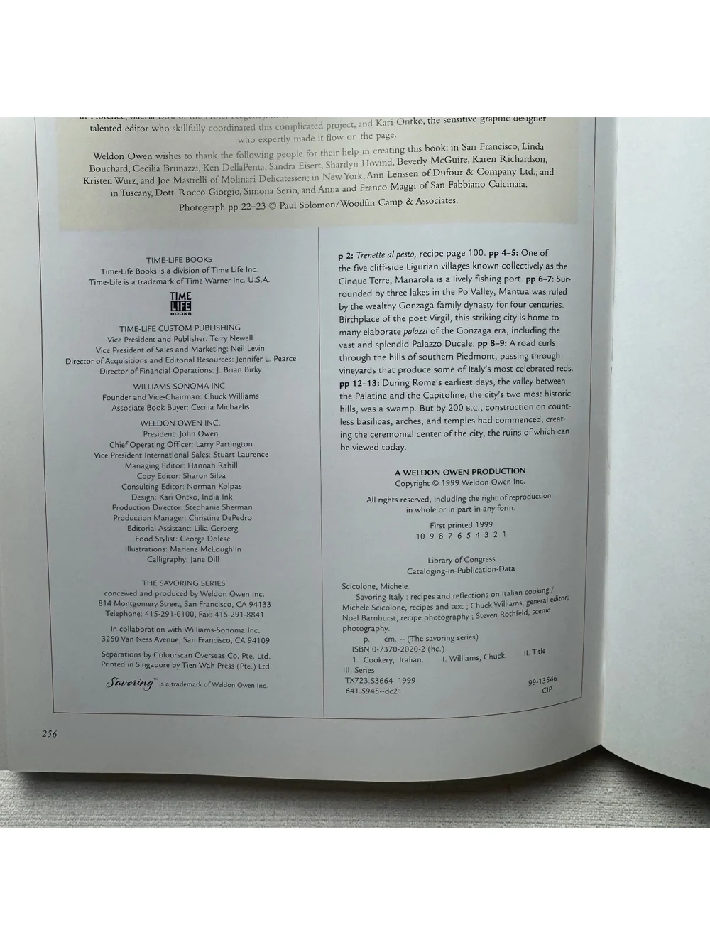 Williams Sonoma Savoring Italy Hardcover Cookbook Michele Scicolone 1999